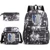 Attack On Titan Attackontitan Backpack Shoulder Pencil Case Three-Piece Oxford Cloth Student School Bag