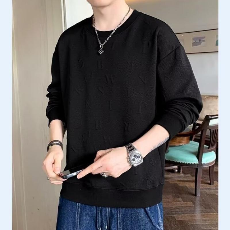 Moletom de Veludo Estilo Coreano Masculino de Inverno - Tendência Loose Fit, Cor Sólida, Gola Redonda