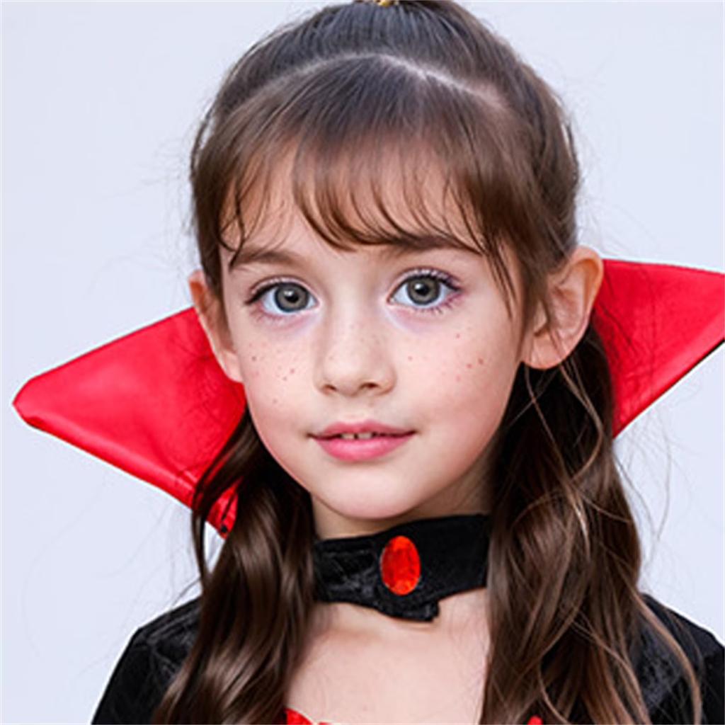 Children Vampire Costume Halloween Dress Up Outfit Kids Gothic Vampire Cloak Dress with Collar and Lace Sleeves for Role Play