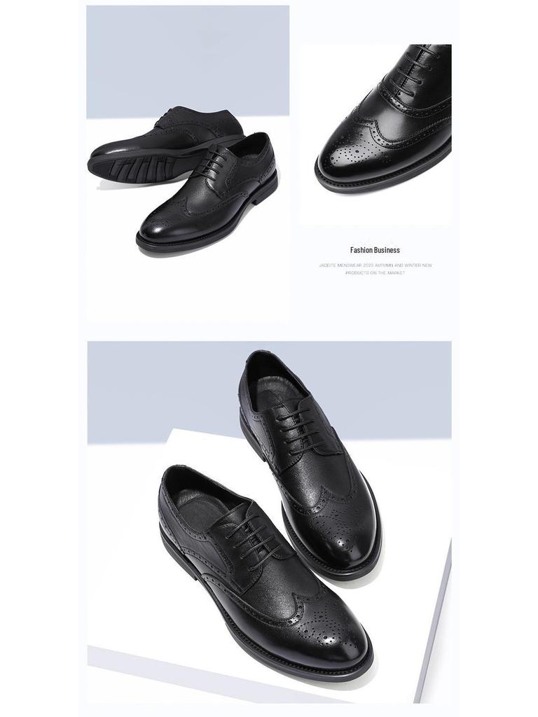 2023 Men's Brogue Carved Leather Shoes: British-Style Formal, Breathable, Perfect for Business or Wedding.