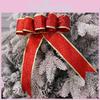 Christmas Tree Decoration Set With Glittery Gold And Red Butterfly Bows For Holiday Festivities