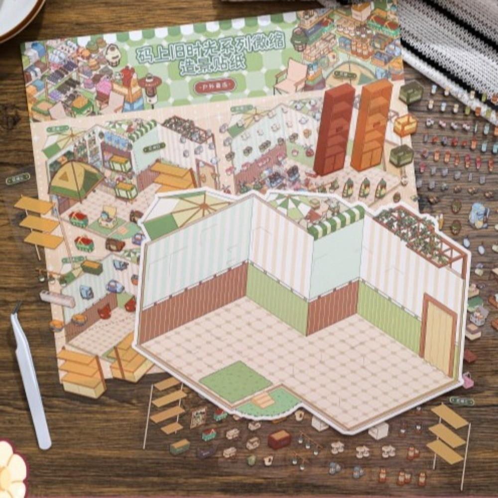 Large Size Stationery Stickers Shop Theme Mini Landscape Sticker 3D Scene Stickers  Children Gifts