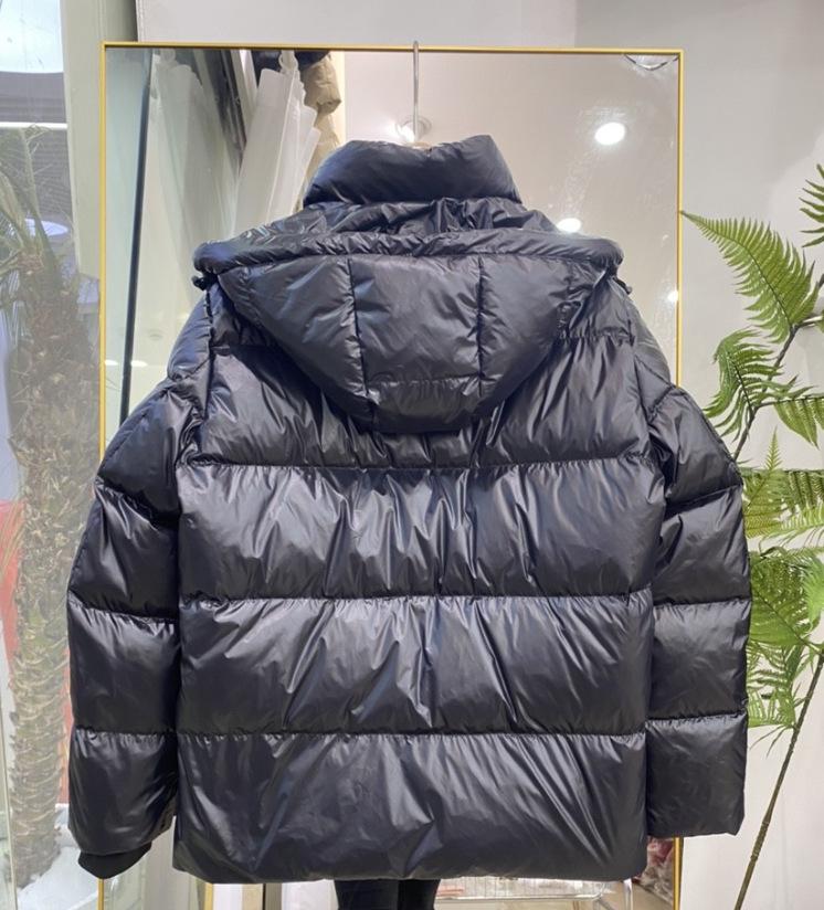 Unisex Shiny Short Down Jacket: Off-Season Duck Down, Thick, Loose Fit, Black & Gold, Korean Style, Plus Size