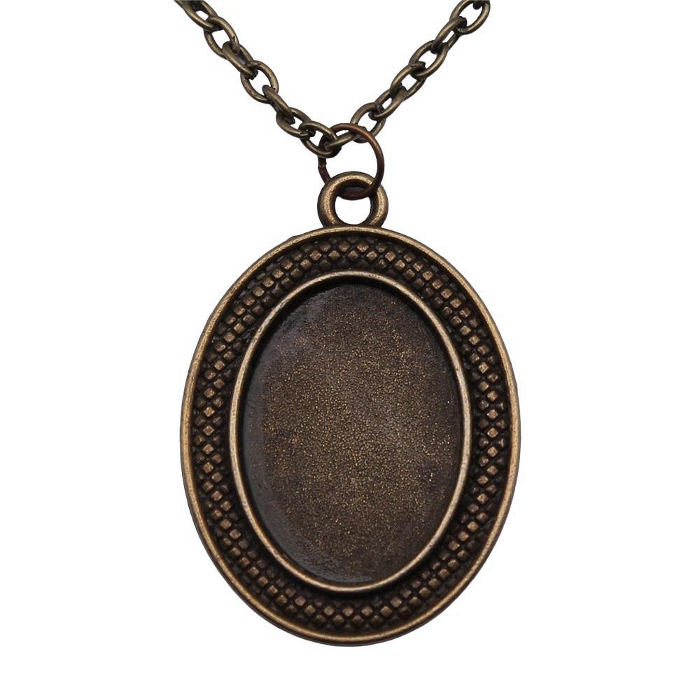 45cm Or 70cm Long Chain Necklace Oval Glass Cabochon Base Setting Tray Minimalist Jewelry Components QN054