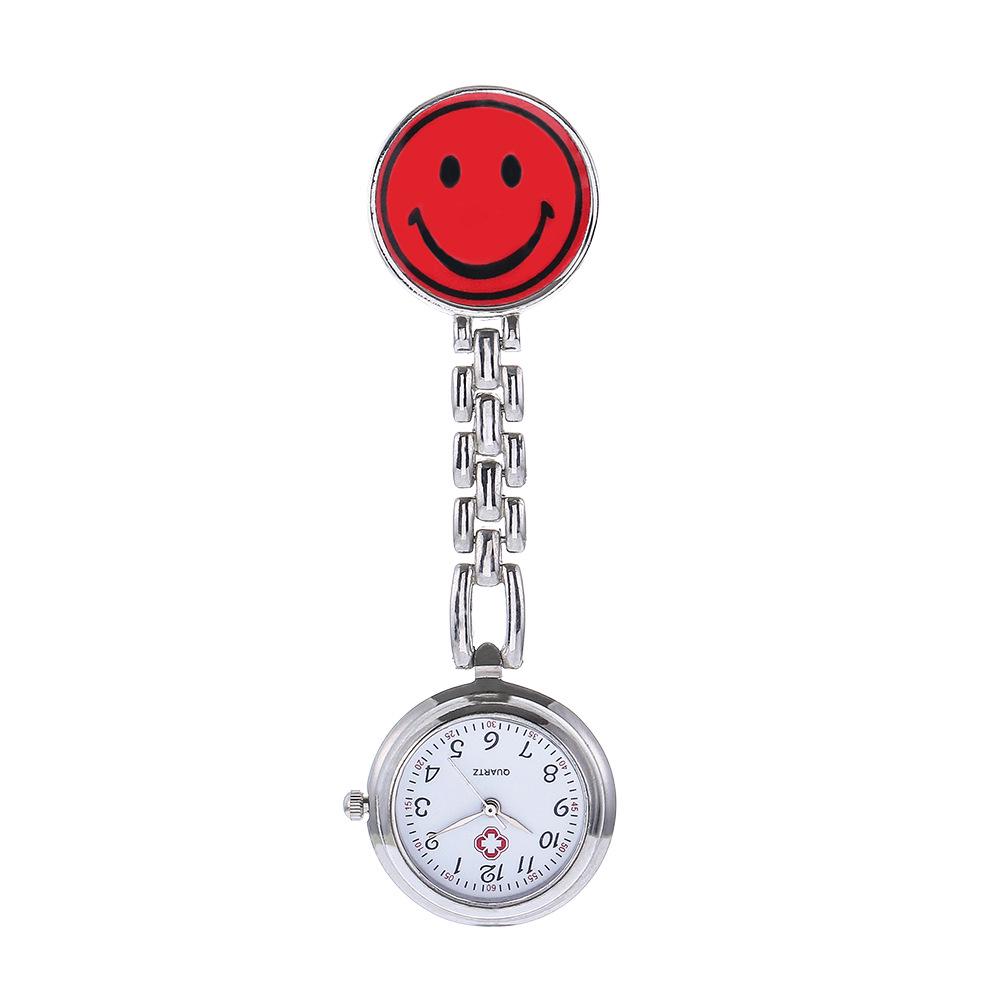 

Nurse Pendant Quartz Pocket Watch with Smiley Face - Clip-On for Hospital Use красный