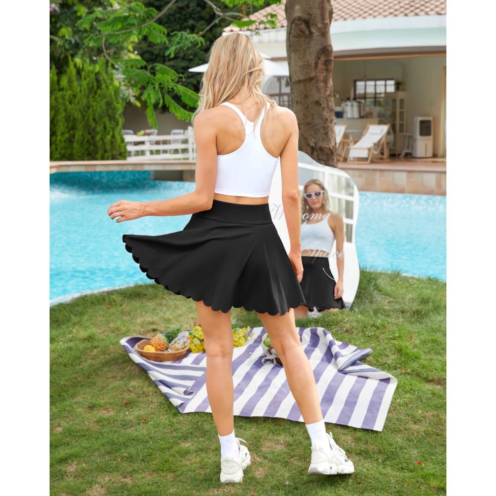 CHARMLEAKS Tennisröcke für Damen mit Shorts und Taschen Gewellter sportlicher Golf-Skort