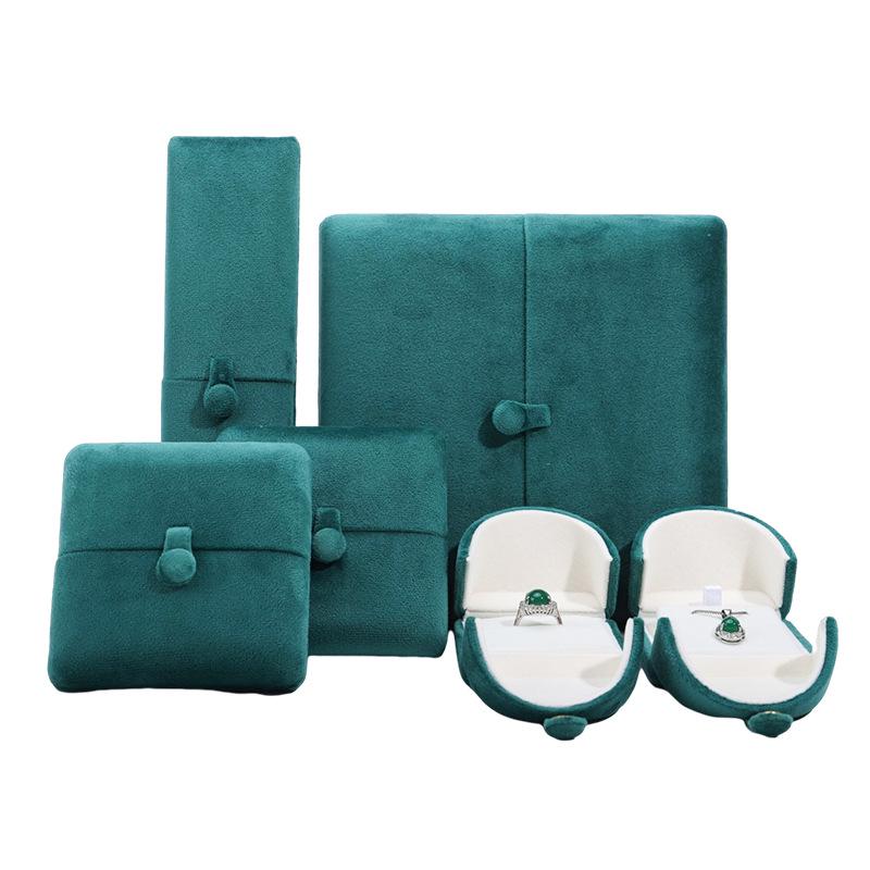 Elegant Double-Opening Velvet Jewelry Box for Rings, Bracelets, and Necklaces with Snap-Button Closure