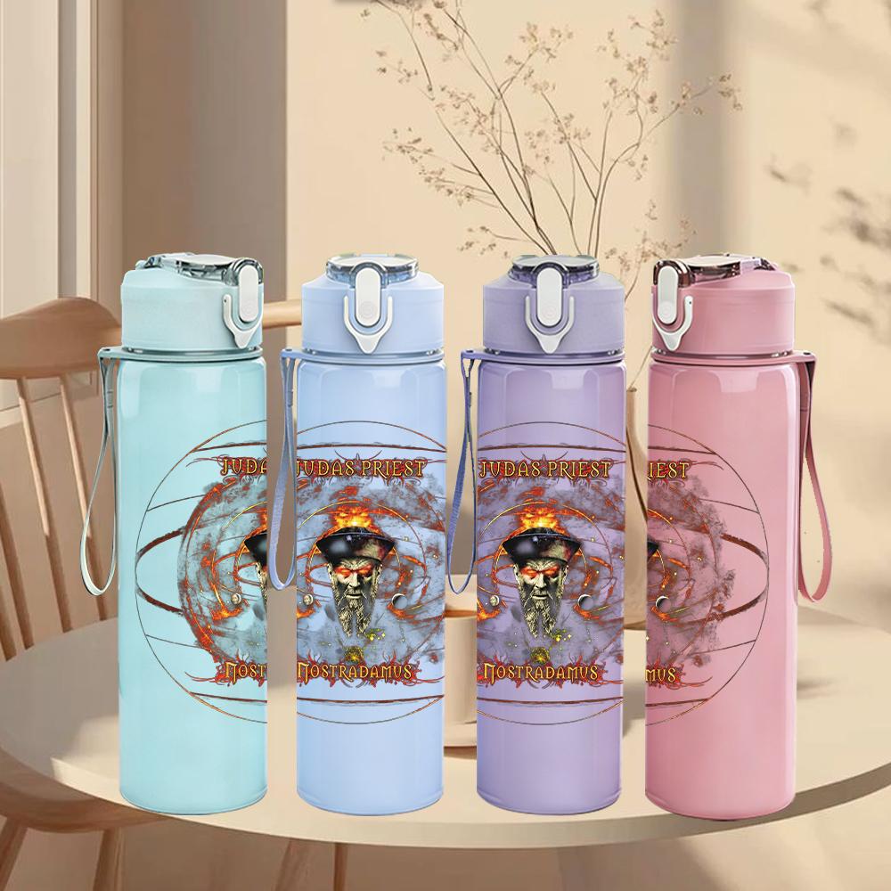 1PC Western Cowboy Circular Ornate Retro Print 750ml Portable Sports Water Bottle Leakproof Gym Outdoor Travel Drink Cup