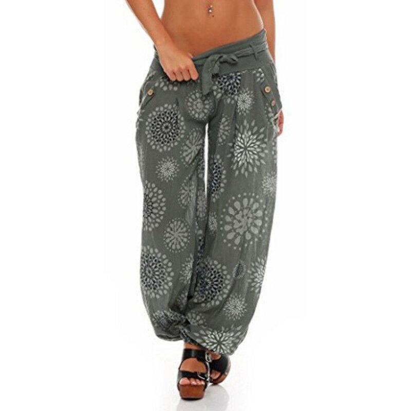 Boho Womens Aladdin Harem Yoga Pants With Elastic Waist And Loose Fit**