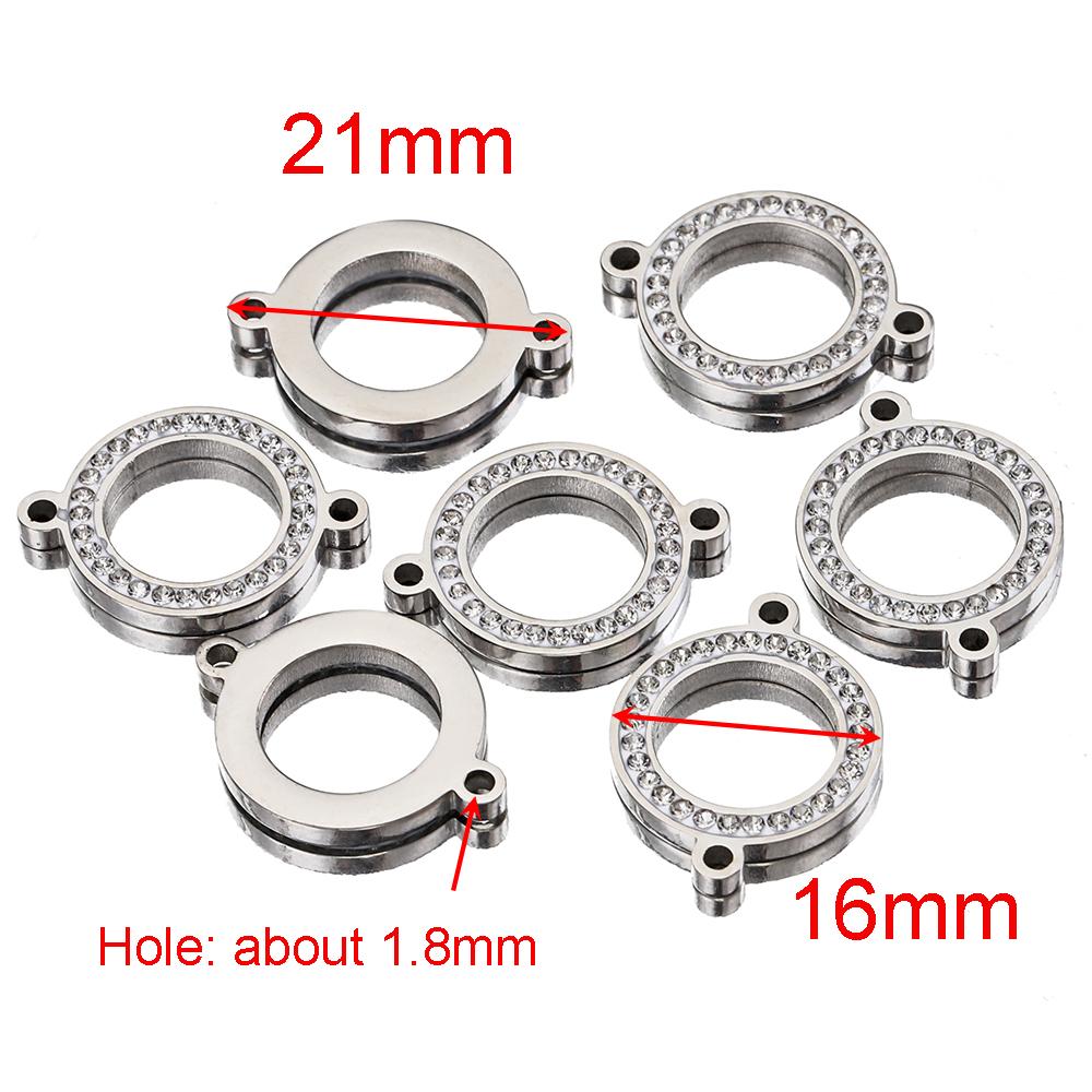 

5pcs No Fade Stainless Steel Pendant Round Rhinestone Bracelets Connectors Handmade Necklace Charms Jewelry Making DIY Supplies 21mmx16mm