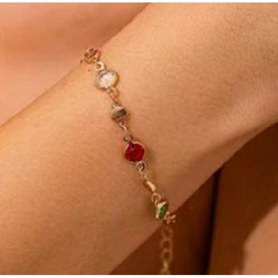 C224 Women s Colorful Crystal Collarbone Chain Simple Long Butterfly Heart Chain Tassel Colored Diamond gold Brac
