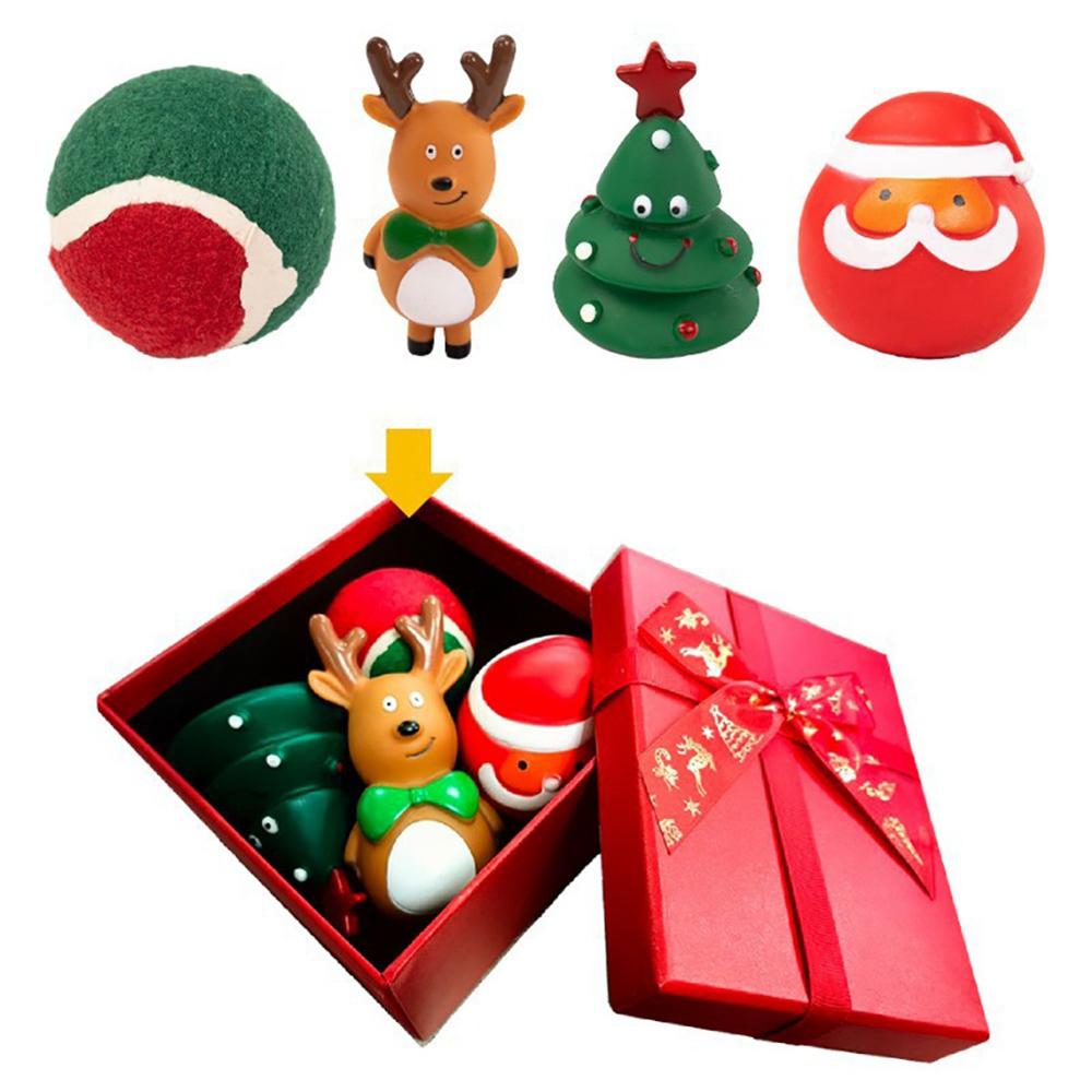 Funny Pet Dog Toys Set Latex Dog Chew Toy Squeaky  Dog Toys for Small Medium Dogs Interactive Puppy Christmas Socks Toy Set