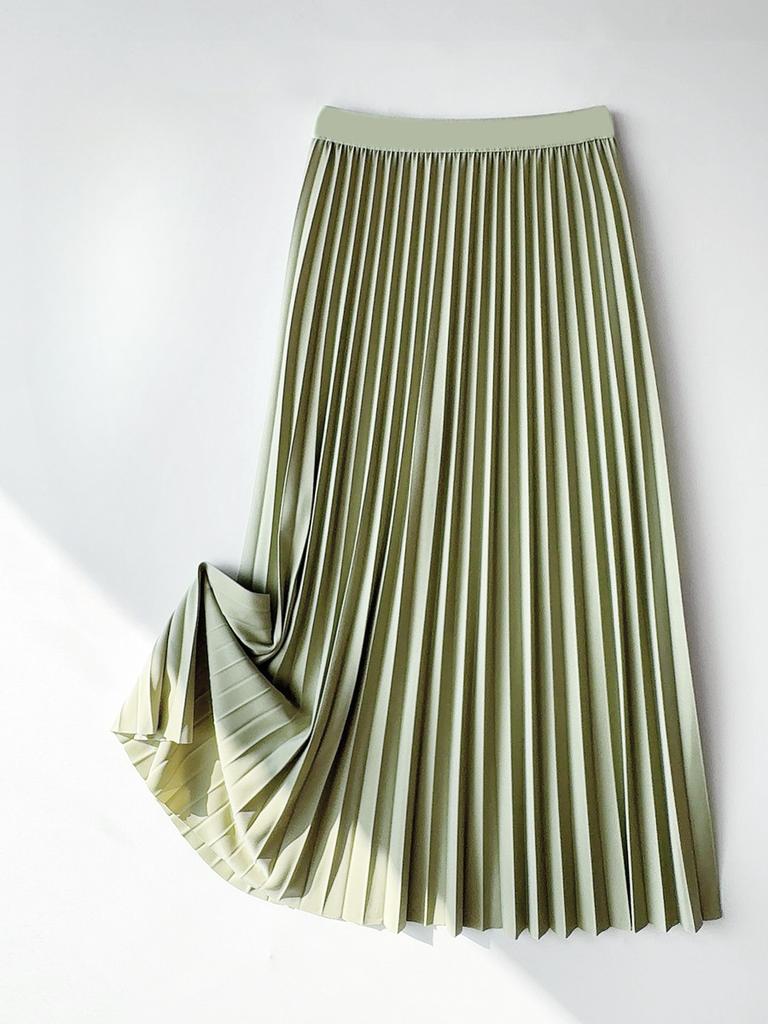 Spring and Autumn Women's Skirt High Waist Slim Pleated Skirt Fashion Versatile Half-body Skirt Draped Long Skirt