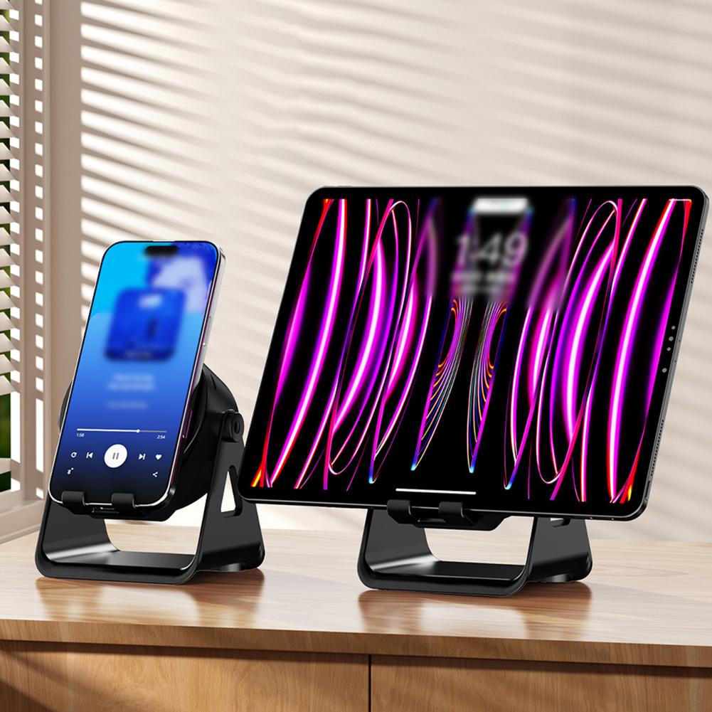 Cell Phone Stand W/ BT Speaker Stereo Sound Portable Bluetooth-compatible Speaker RGB Ambient Light for Home and Outdoors