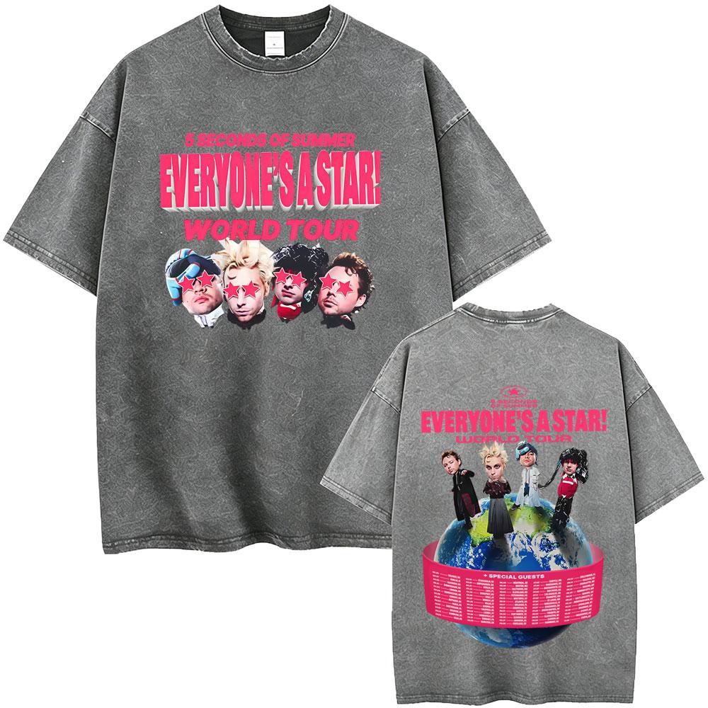 Washed Vintage 5 Seconds of Summer Everyones A Star World Tour 2026 Tshirt Men Women Clothing Pop Punk Rock Harajuku T Shirts
