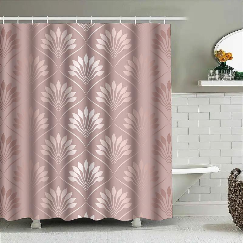 Pink and White Floral Shower Curtain for Bathrooms Extra Long Waterproof Bathroom Decorations (180x240cm)