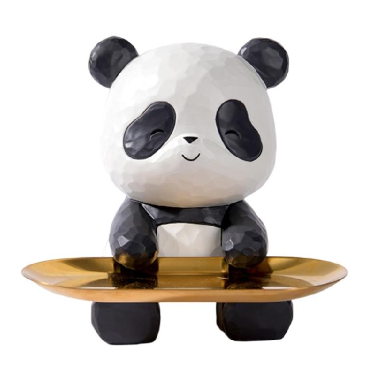 Harz Panda Figur Schlüsselablage Stilvoll und Praktisch Tierstatue Skulptur Organizer für Zuhause Eingangsbereich Dekorationen