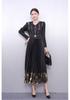 Elegant Plus Size Pleated Faux Two-Piece Dress with Hot Stamping