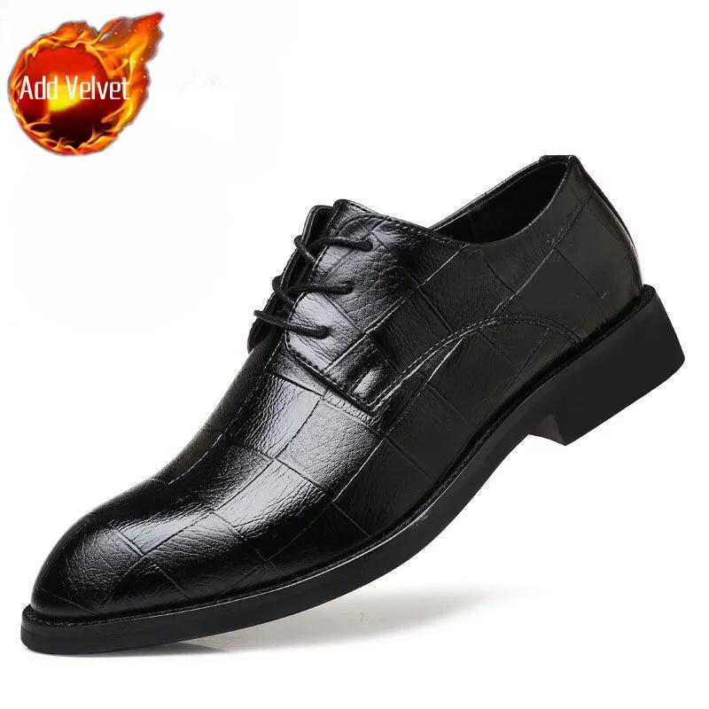 Leather Casual Dress Shoes Man Social Shoe for Men Pointed Toe Black Cheap Liquidation Clothing Low Price Clearance Footwear 39
