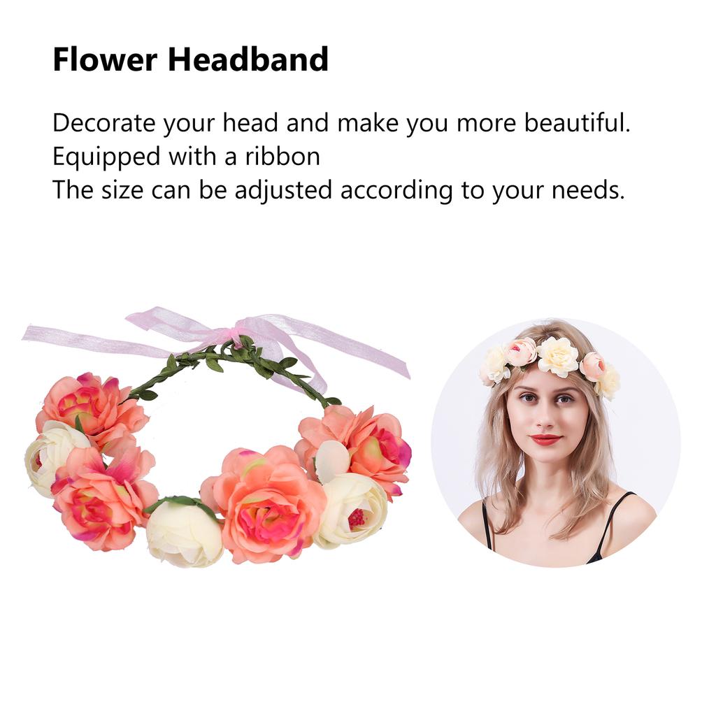   Flower Wreath Headband Floral Garland Headpiece Artificial Floral Crown for Women