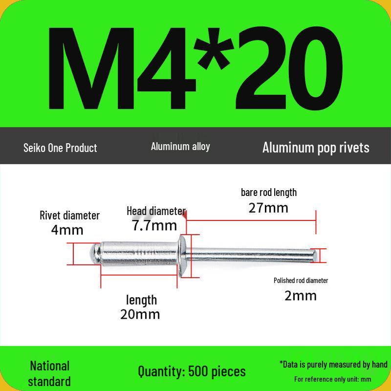 Aluminum Blind Rivets & Nuts - Black Round Head, Extended Shank, M4/M5/M6