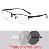 Metal Semi-Rimless Square Prescription Short-shor Eyeglasses with Anti-UV Coating Photochromic Myopia Eyewear 0 -0.5 -0.75 To -6