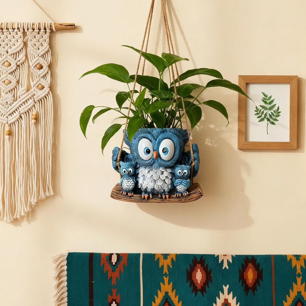 Plant Pots Cute Owl Resin Flowerpot Wall Planter for Indoor Plants for Home Kitchen Window Outdoor Garden Patio Orchid Fern