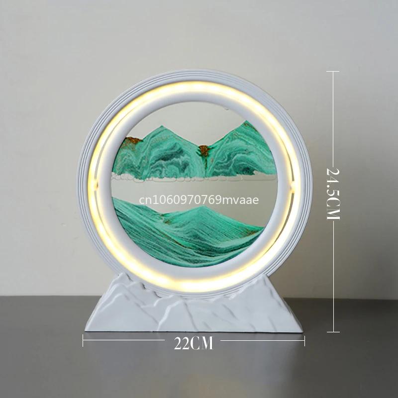 Sandscape Moving Sand Art Picture Quicksand Table Lamp Liquid Hourglass Dynamic Flowing Sand Painting Night Light Home Decor