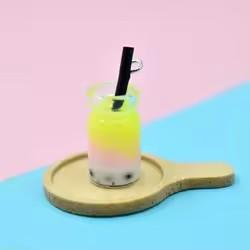 Hot Sale Bulk Stock Resin Jewelry Earring Keychain DIY Accessories Milk Bubble Tea Design Glass Bottle Charm for Souvenir Use