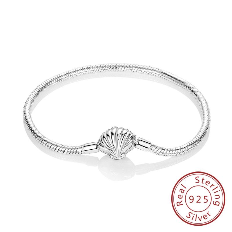 Armband Original 925 Sterling Silver Berlockarmband 17-20CM Kärlekshjärta Pave Zirkonia Armband för Kvinnor DIY Berlock Smycken Gåvor