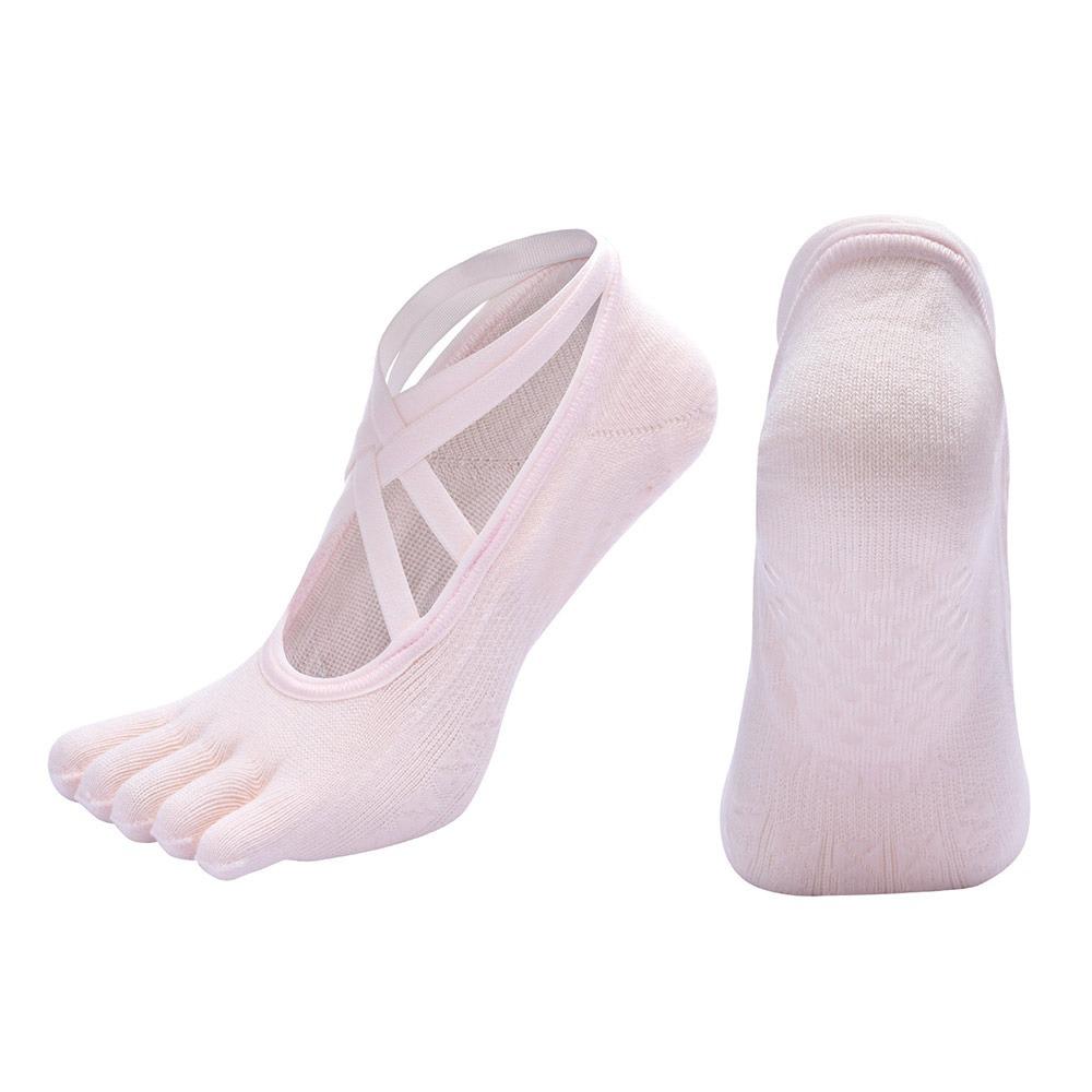Multicolor Anti Slip Pilates Socks Silicone Grip Non-Slip Yoga Sock Pilates Practice розовый