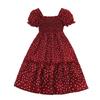 Girls' Summer Retro Polka Dot Hepburn Style Short-Sleeve Princess Dress