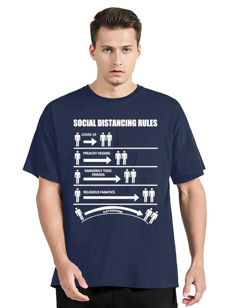 Новинка Правила Социального Дистанцирования Смешная Футболка Плоская Земля Модная Уличная Одежда Хлопковая Футболка Летняя Мужская Одежда Оверсайз Футболка S