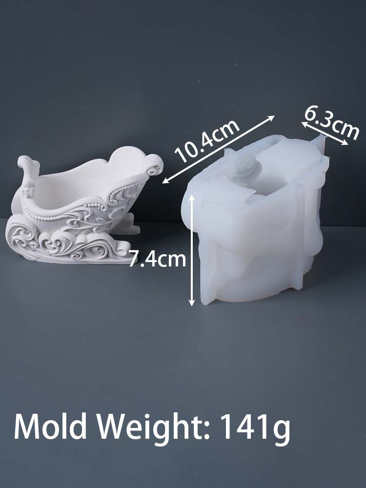 

Sleigh Candle Cup Silicone Mold DIY Christmas Ornaments Flower Pot Craft Making Plaster Resin Storage Box Casting Molds Home Dec