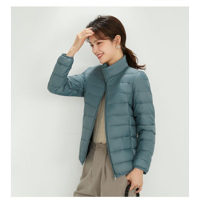 Womens Lightweight Hooded Short Down Jacket 91% White Duck Fill Regular Fit Casual Office Wear