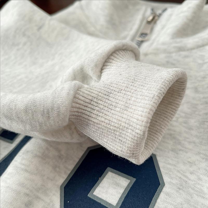 Boys' 2026 Spring Long-Sleeve Stand-Collar Half-Zip Hoodie & Pants Set