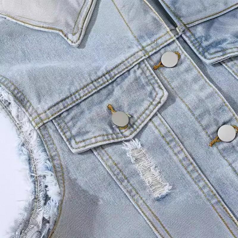 Womens Denim Vest Casual Sleeveless Jacket Plus Size Trendy Versatile Waistcoat