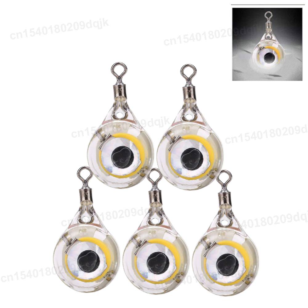 1-10PCS Mini Fishing Lure Light LED Deep Drop Underwater Eye Shape Fishing Squid Fishing Bait Luminous Lure for Attracting Fish