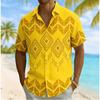 Mode d'été pour hommes Chemise polyvalente, simple et confortable avec imprimé tribal diamant géométrique