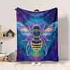 1PC Neon Bee Print Blanket, Throw For Sofa, Bed, Travel, Printing Blanket With Soft And Warm Fabric yy250918181