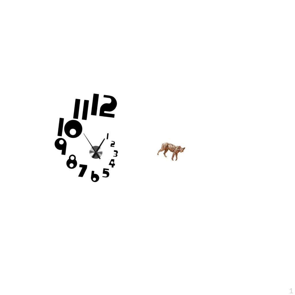 Creative 3D Wall Clock Animal Statue Brass Figurine Stylish Arabic Numbers Decorative Art