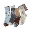 Christmas Snowflake Cartoon Wool Socks Vintage Mid-Leg Socks Thickened And Warm