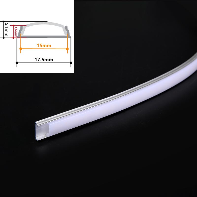2-20pcs/lot 0.5m/1m Flexible U-type Aluminum Profiles For 5050 5630 LED Bendable Flat Shell Milky Cover Channel Bar Strip Lights