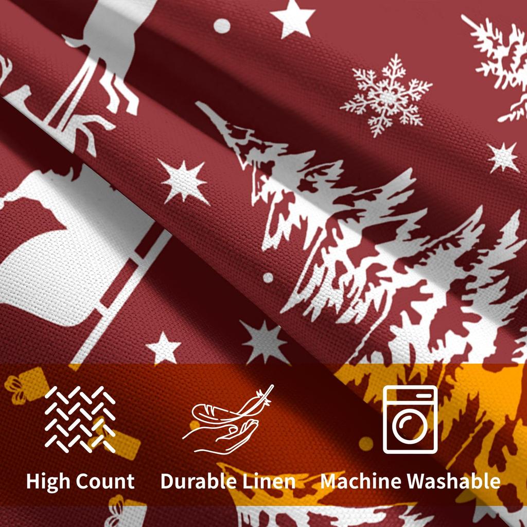 Christmas-Themed Pillow Covers 20×20 inches in Red and White—Featuring Christmas Trees Santa Claus Reindeer and Snowflakes—Decorative Sofa