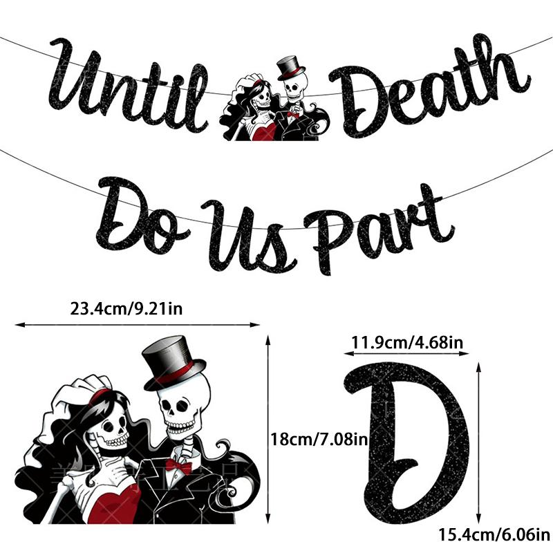 Halloween Theme Wedding Party Supplies Black Glitter Till Death Do Us Part Banner Till Death Do Us Part Cake Topper