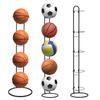 Stojak do przechowywania piłek do koszykówki 4/5 warstwowy Metalowy pionowy Uchwyt na piłki do piłki nożnej, siatkówki, koszykówki Przenośny stojak na piłki do użytku wewnątrz i na zewnątrz