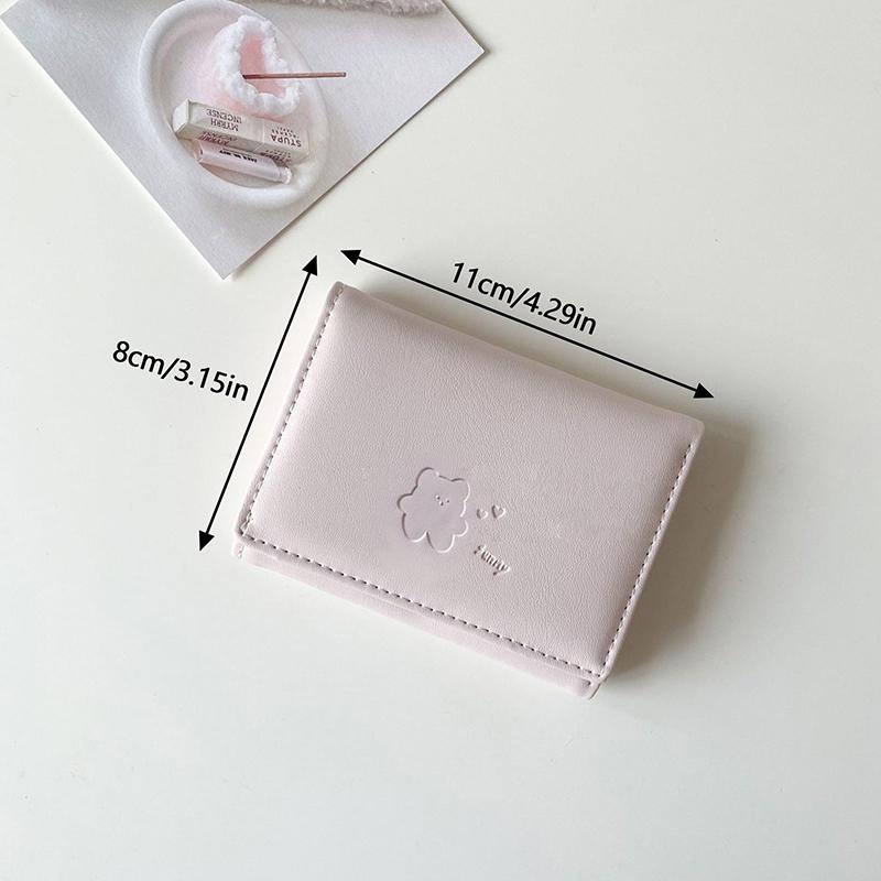 Women Cute Bear Wallets Triple Multi Functional Short Wallets Fold Card Holder Coin Purse Ladies Card Bag Clip Cartoon Bags
