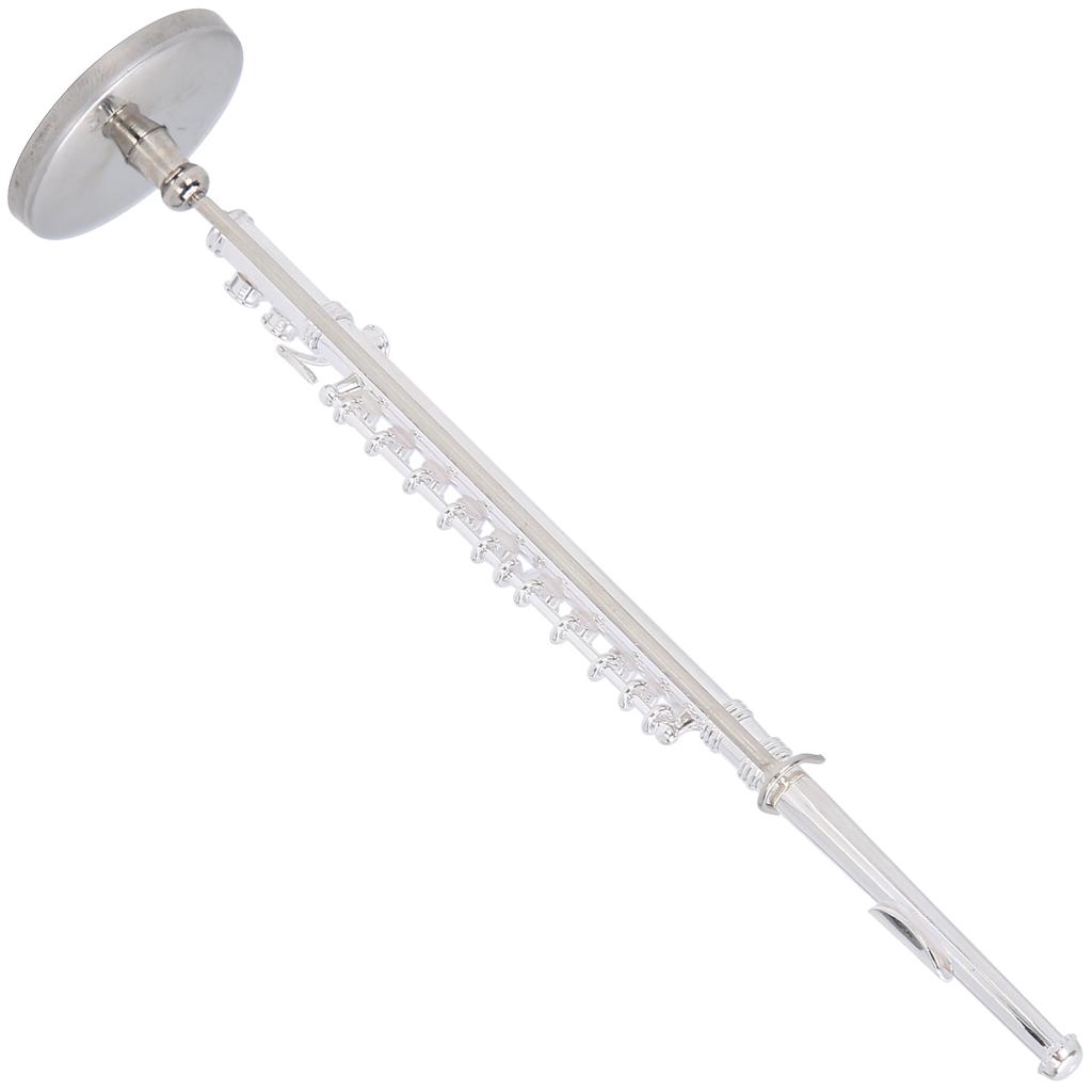 Kupfer Miniaturflöte mit Ständer Mini Musikinstrument Modell Zubehör Geschenk (Silber)