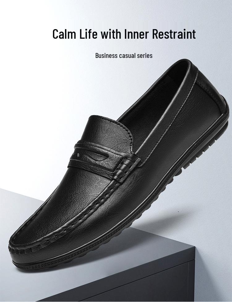 Men's Large Size Leather Slip-On Driving Shoes, Soft Sole, Sizes 45-46.