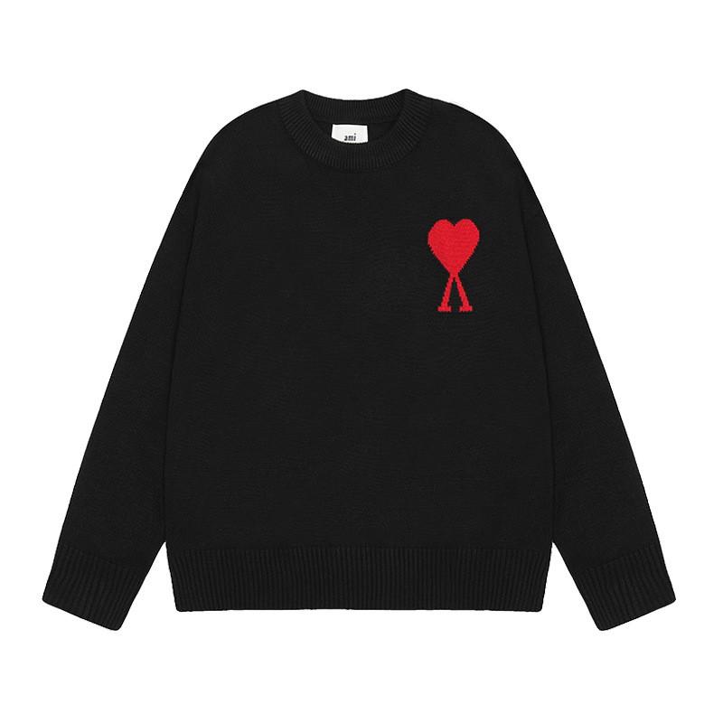 Womens Oversized Crewneck Knit Sweater With Heart Print Streetwear Long Sleeve Cotton Top 2025